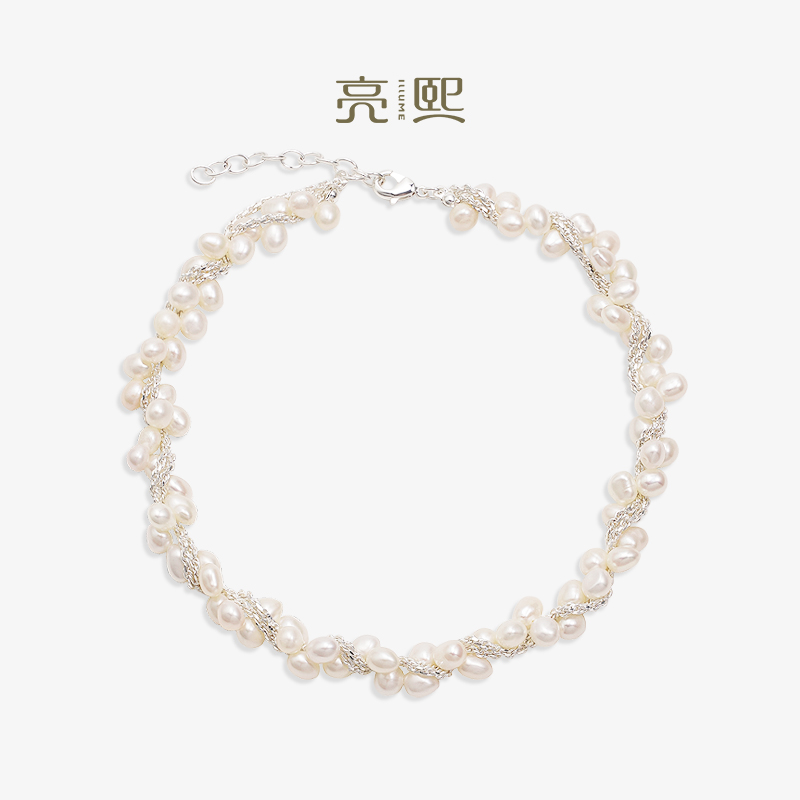 亮熙花园交织系列碎银子不规则形珍珠锁骨链女高级感项链