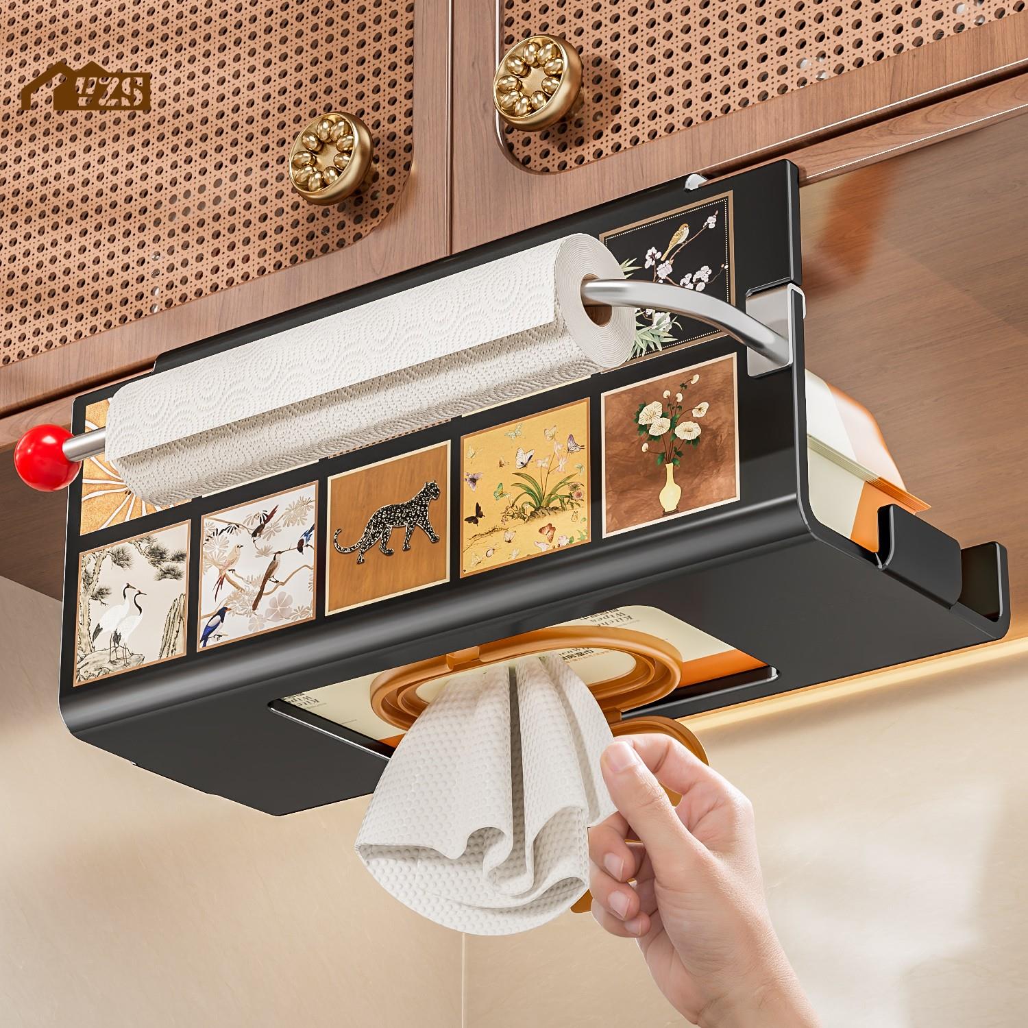中古风整体橱柜倒挂纸巾架湿巾收纳盒吊柜卫生纸盒收纳抹布纸挂架