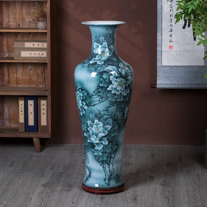 景德镇花开 店富贵高端手绘客陶瓷落地大花瓶酒乔厅迁新居LDHP018