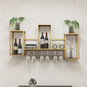 北欧EY 置物架挂创意饰饭厅红酒柜酒杯架挂悬 398铁艺酒架壁墙上装