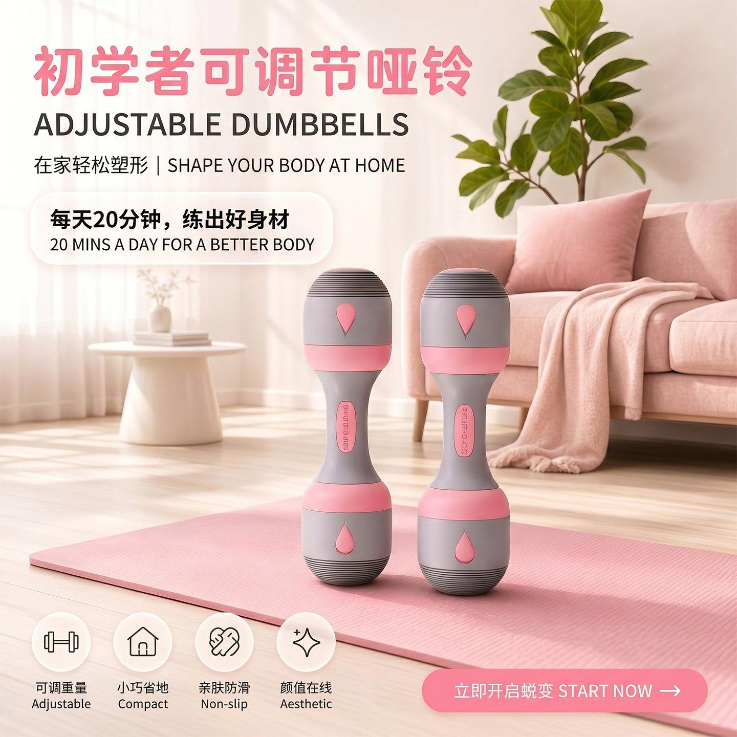 女哑铃可调节重量家用健器材身一练对臂肌瘦手臂士yl美背瑜伽杠铃