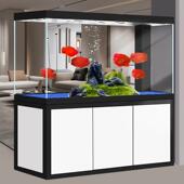 大型红龙缸公司隔超客白玻璃鱼缸厅80089家用生态底滤玄关地断落