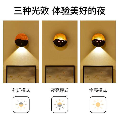 体感应壁灯免打内孔床人D048头卧室墙灯厅门口免安装玄关客磁吸装