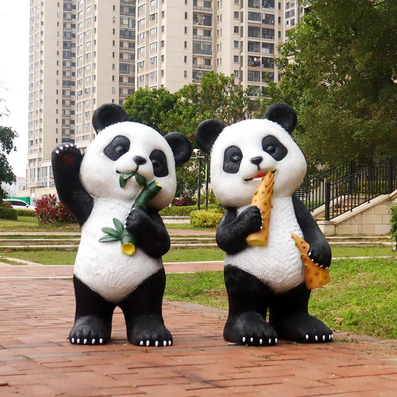 户外花彷WOO真动物熊猫花盆树脂儿园庭院园卡幼通花创意装饰缸摆