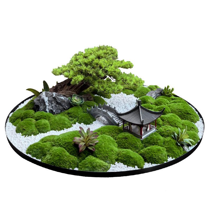 酒店大圆桌中间摆苔厅藓003餐餐桌景观摆件仿花真假花转盘包厢装