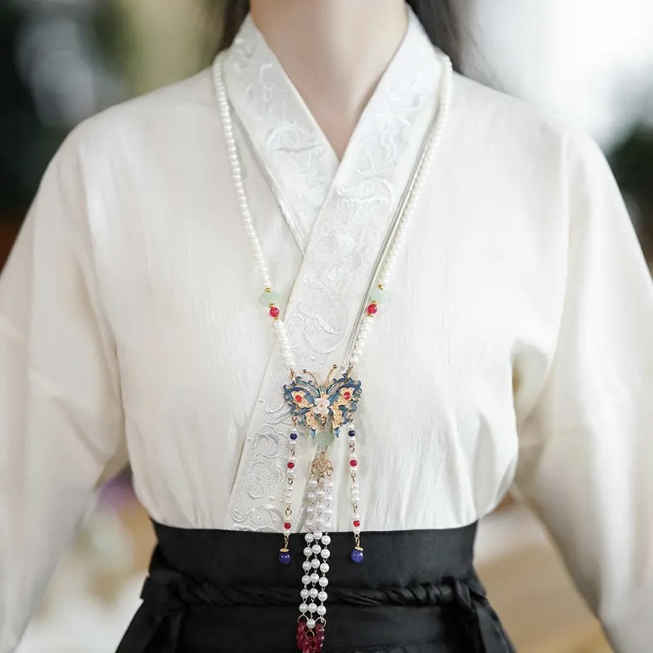 【花玉】汉服上衣气质古风中国风刺绣交领马面裙白色日常马面裙