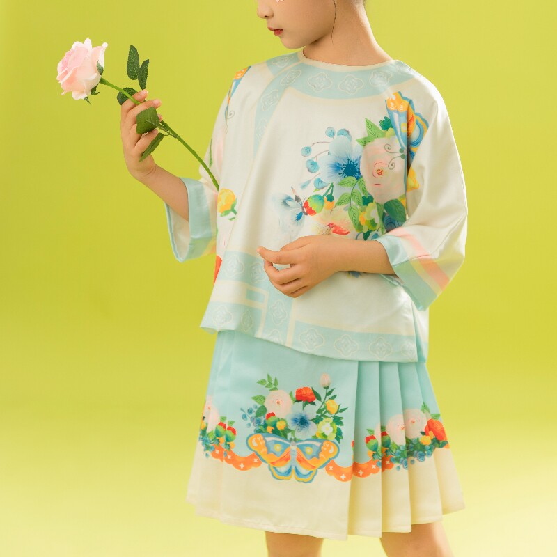 绮艾儿童马面裙套装夏季新款2025新中式汉服舒适唐装格格服女童装