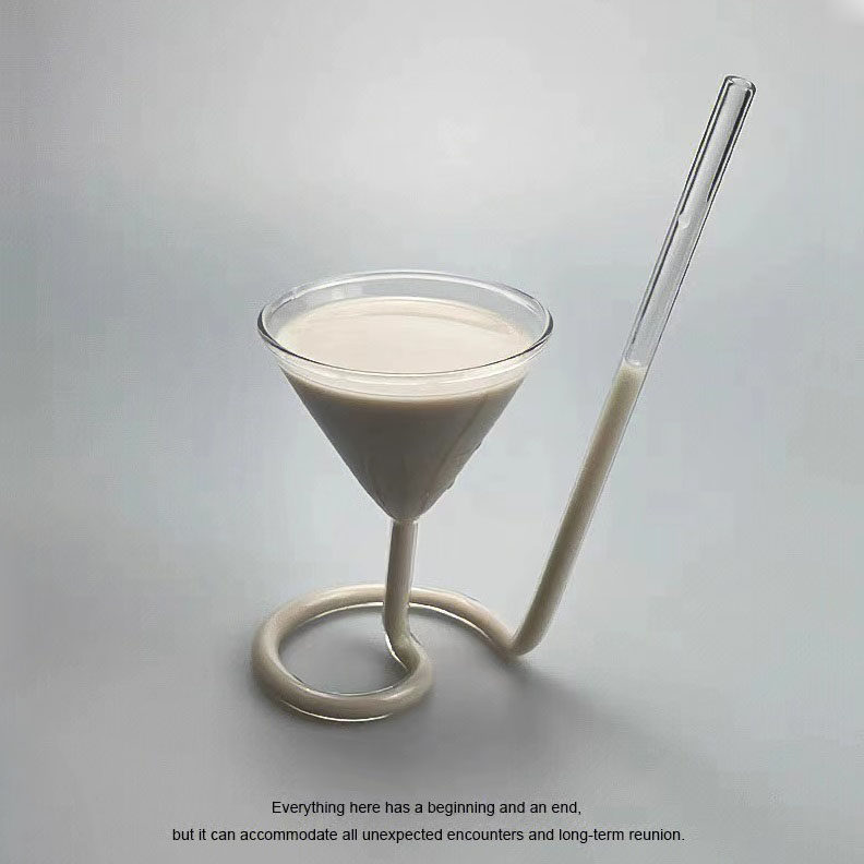 马天尼酒杯个性情调创意法式ins风唯美螺旋鸡尾酒杯长尾鸡尾吸管