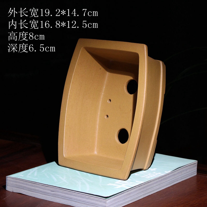 枕式长方形马槽精品紫砂花盆小盆景盆栽多肉菖蒲松柏绿植桌面