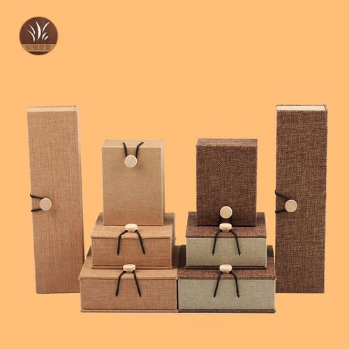 好货Hessian wooden buckle jewelry box stationery ring hand