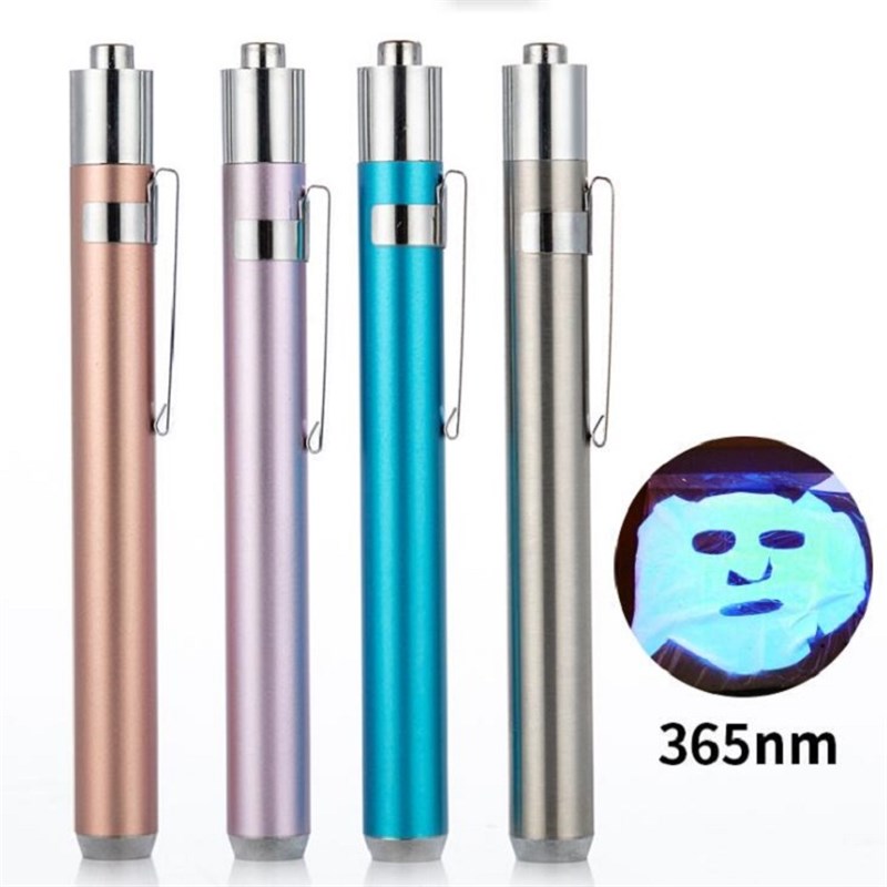 不锈钢小手电筒随身便携月亮灯 白光/395nm/365nm紫外线检测笔7号