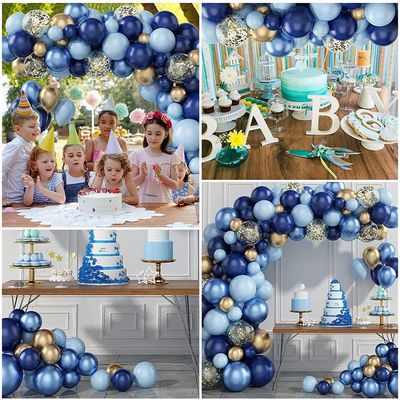 Blue Metallic Balloons Garland Kit Gold Confetti Balloon