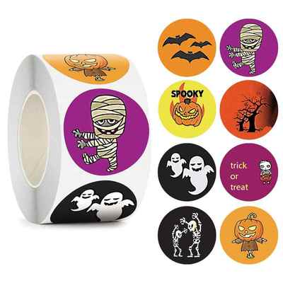 500 Pcs Halloween Pumpkin Decor Labels 1 Inch Adhesive Label