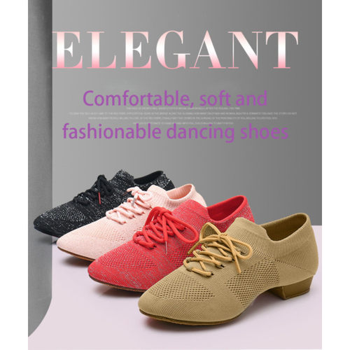 好货Professional Latin Dance Shoes Low Heels Mesh Ballroom D