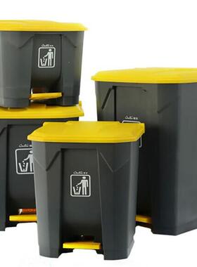 87L脚踏式垃圾桶长方形塑料垃圾桶户外方形弹盖收纳桶