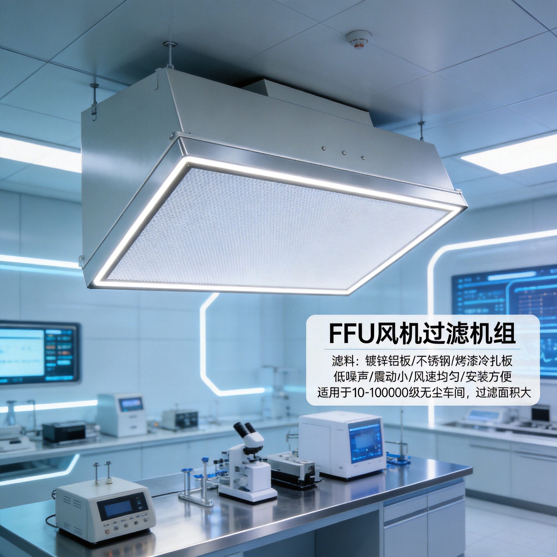 垂直层流罩FFU风扇过滤器单元Hepa H13 H14过滤器用于洁净室暖通