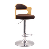 中式 吧台椅原木背麻布家用酒吧椅升降椅旋转前台椅吧台凳高脚椅凳