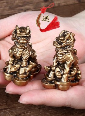 铜麒麟摆件一对 纯铜八卦其林大号客厅玄关门口办公室店铺摆设