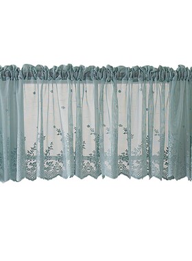 Modern Lace Jacquard Window Curtain Valance Lace Hem Coffee