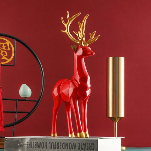 极速工厂直销 树脂工艺品新中式折纸鹿结婚乔迁送礼礼品室内装饰