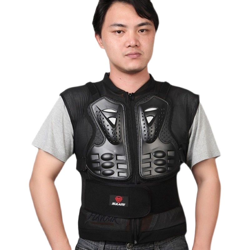 SULAITE摩托车赛车无袖护甲夏季透气越野护心护背无袖骑行防护服