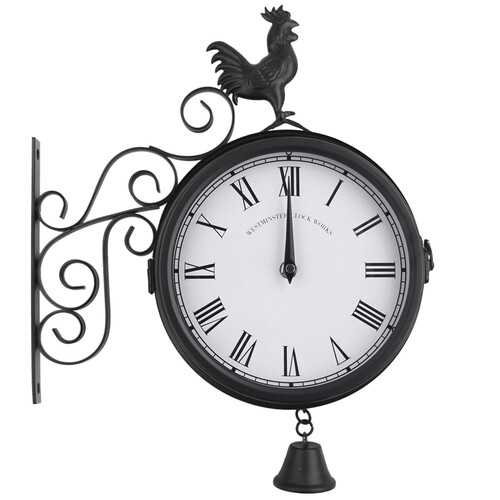 极速Wall clock Outdoor Garden Wall Station Clock Double Side