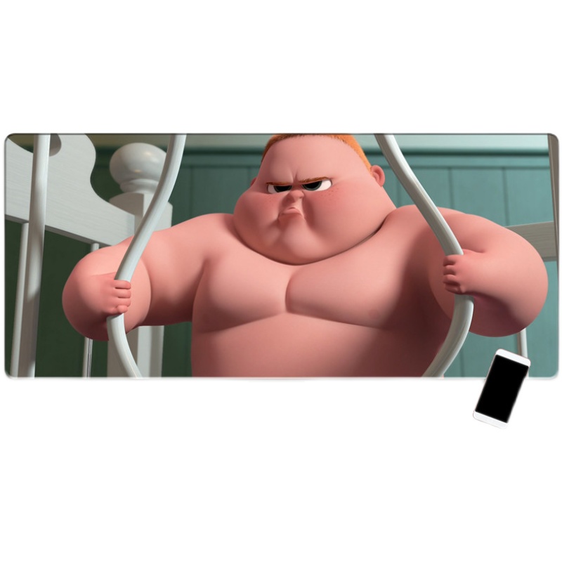 小胖子宝贝老板可爱女生鼠标垫超大锁边电脑键盘防滑办公书桌胶垫