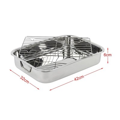 Large Stainless Steel Roasting Lasagna Pan Meat Roaster with