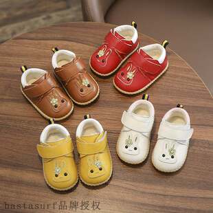 leather sol 极速Autumn winter baby shoes soft and super