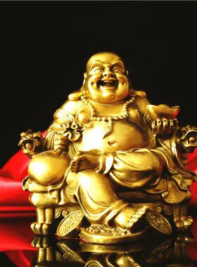 纯铜弥勒佛汽车载摆件和气生财大肚笑佛像客厅店铺装饰工艺礼品摆