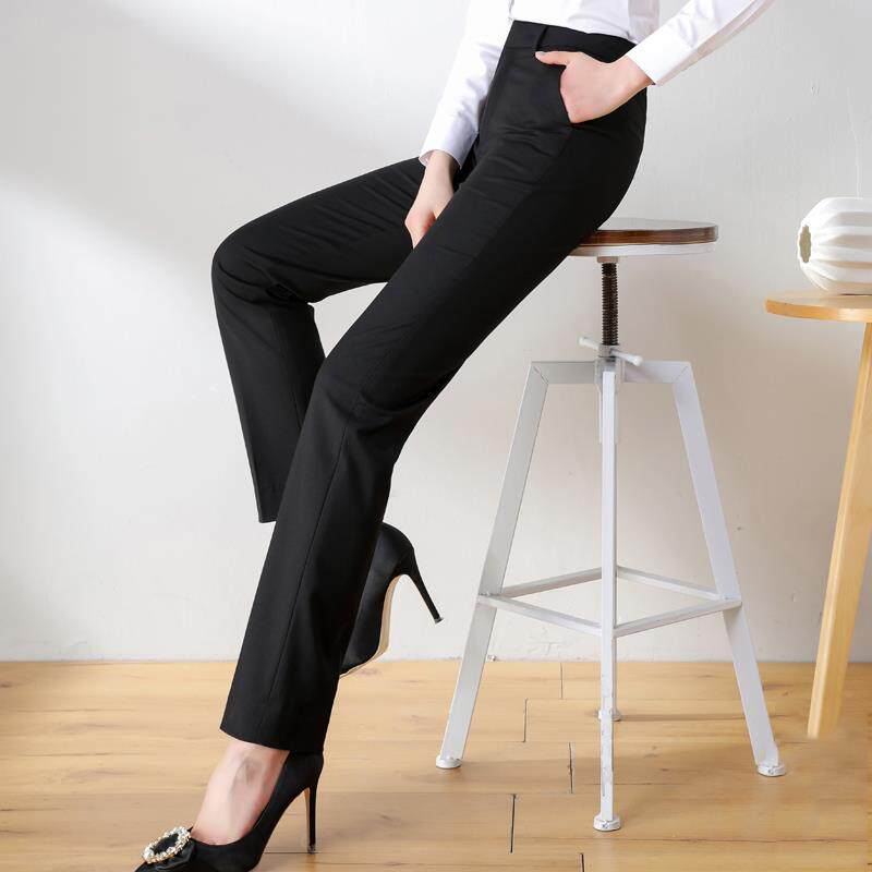 欧洲站黑色西装裤女直筒2024春夏秋冬新款职业装工装显瘦九分裤子