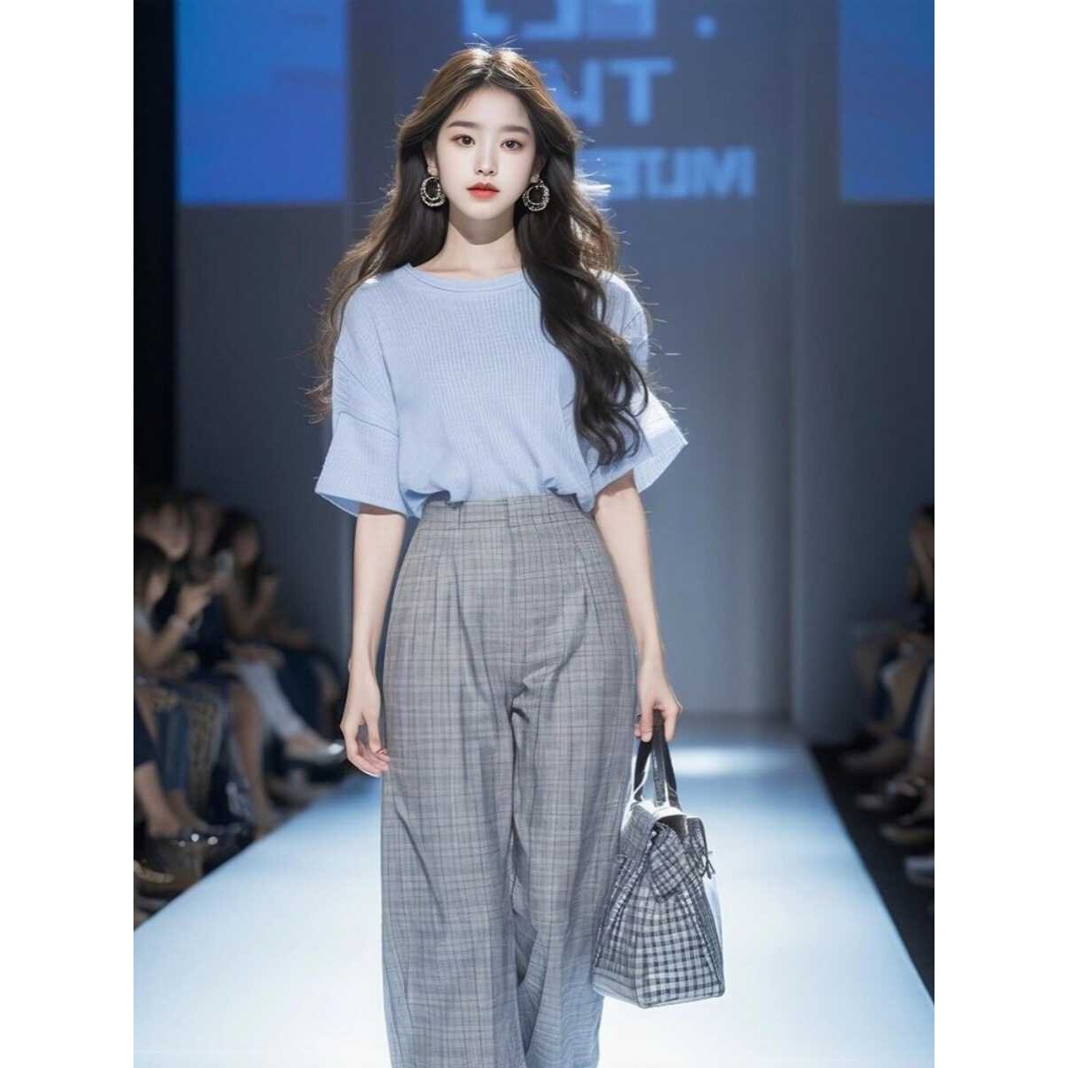 FAshi 2024夏季轻熟风御姐职业穿搭短袖上衣通勤阔腿裤两件套装女
