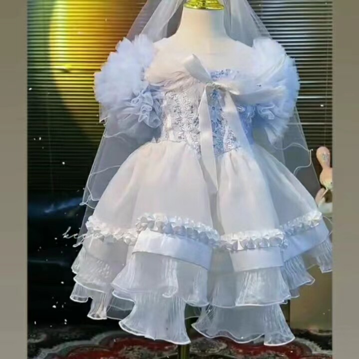 韩国高端女童连衣裙夏季新款洋气超仙蓬蓬纱裙儿童公主裙生日礼服