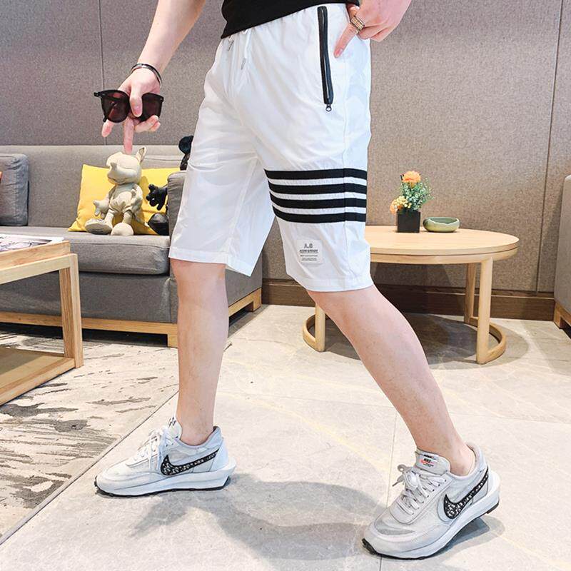 夏季四条杠五分裤男潮牌冰丝休闲短裤宽松男女款速干运动篮球裤