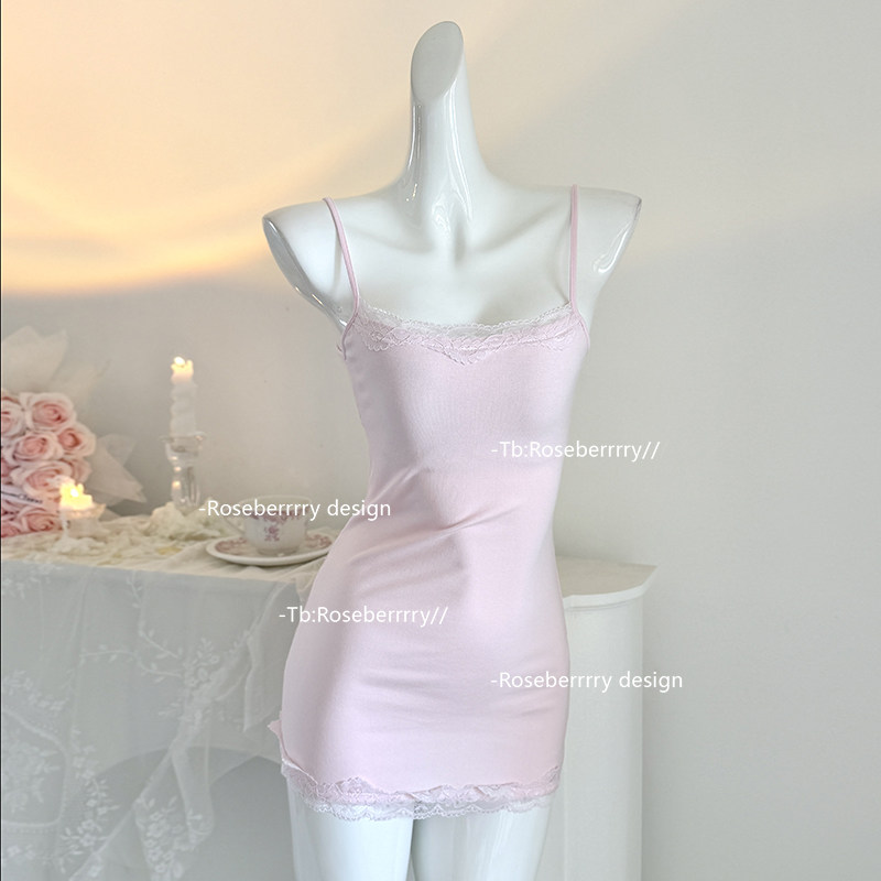 Roseberrrry甜系少女 纯欲蕾丝花边包臀裙莫代尔性感睡衣可外穿