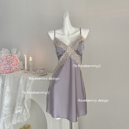 法式高级感冰丝蕾丝睡裙