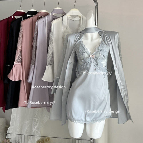 Roseberrrry伊甸园 性感睡衣女蕾丝吊带睡裙v领带胸垫法式家居服