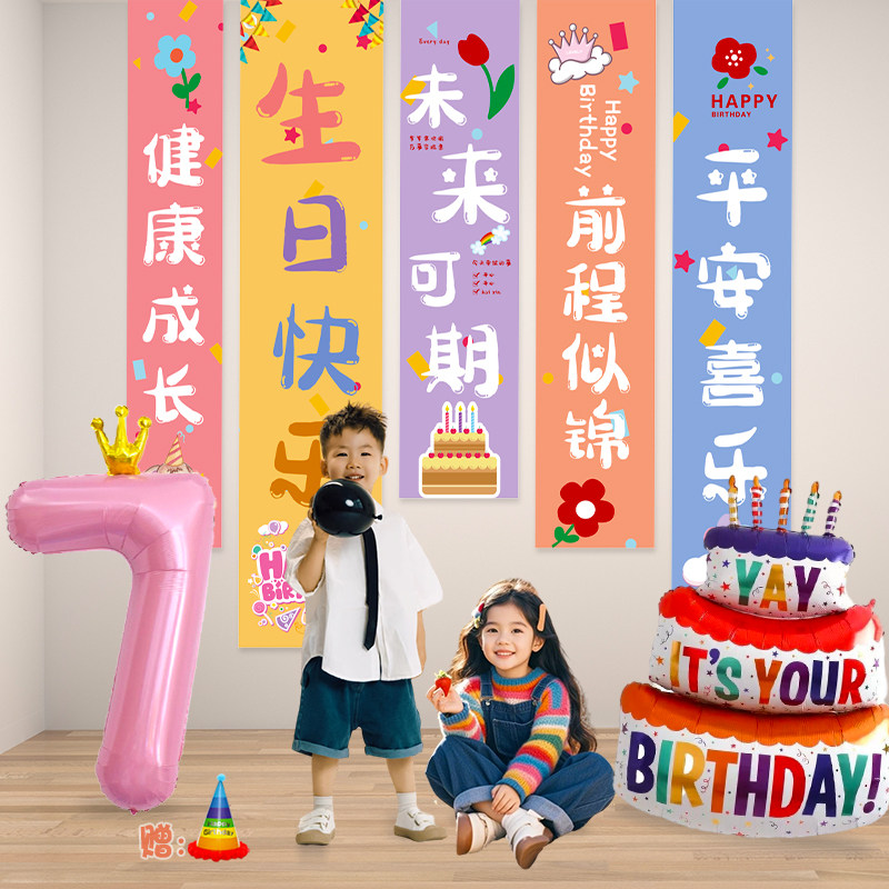 宝宝生日装饰条幅网红公主周岁儿童背景墙挂布气球拍照道具场景,节庆用品/礼品,气球,淘宝优惠券,粉丝福利购,淘宝优惠卷