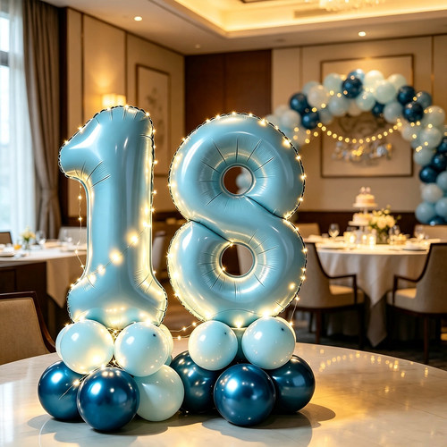 18岁成人生日派对年龄数字气球生日派对装饰男女孩生日道具仪式感