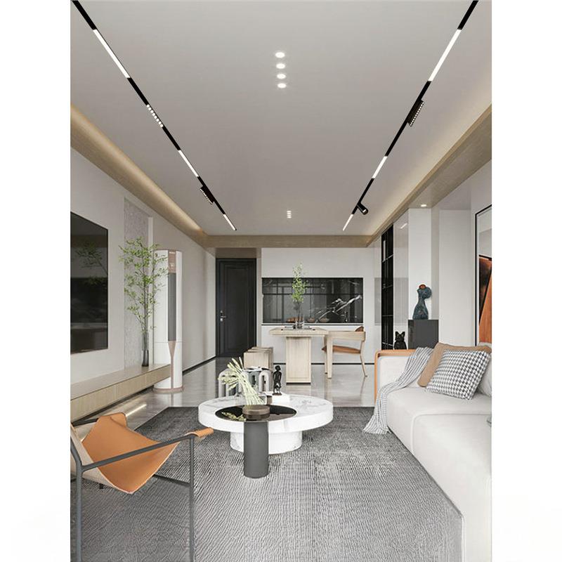 磁吸轨道灯无主灯客厅卧室照明设计明装嵌入式泛光灯线条灯导轨灯