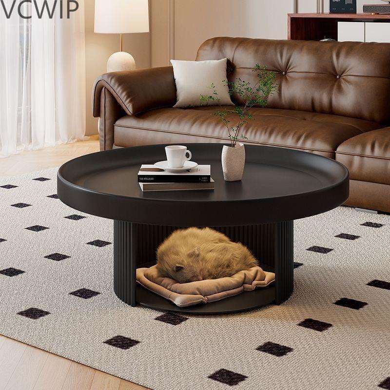 法式奶油复古简约客厅现代沙发茶几小户型家用创意宠物圆形矮lyd