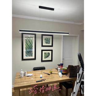 一字极简餐厅吊灯现代简约长条餐桌灯茶室饭厅吧台灯北欧办公室灯