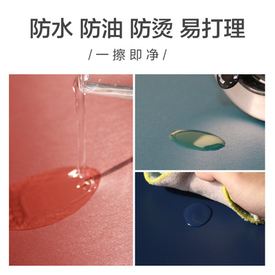 皮革椭圆形桌垫现代简约手绘多肉黑色椭H圆折叠桌防水防油餐桌垫