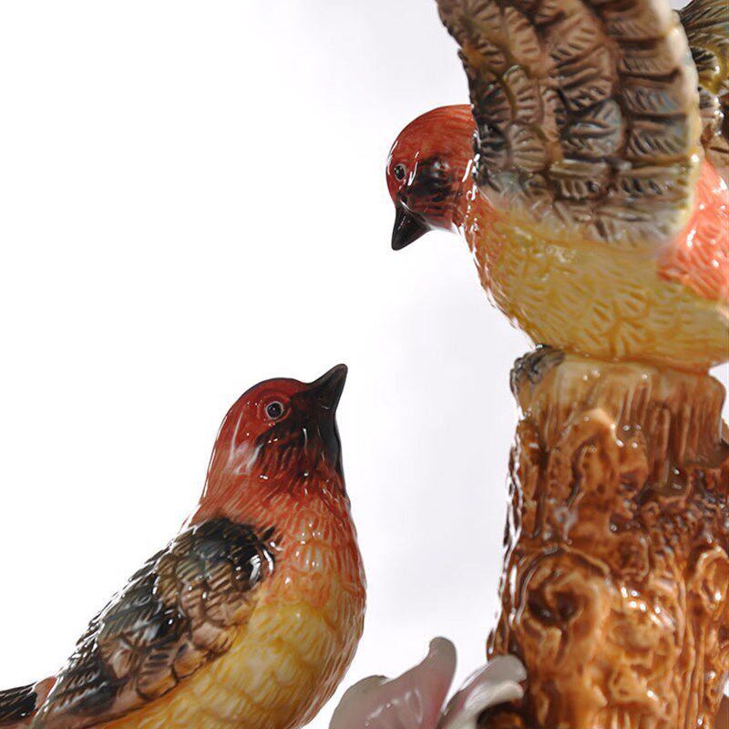 简欧式山雀鸟陶瓷礼品家饰品动物结婚饰品大号电视柜