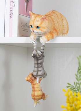 慧心巧聚母子猫摆设客厅高端玄关卧室桌面酒柜书柜创意装饰品