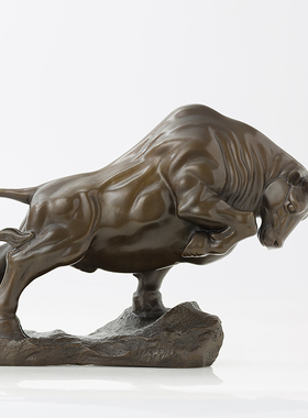 铜韵堂丨铜牛华尔街股市牛气冲天办公桌客厅扭转乾坤工艺礼品