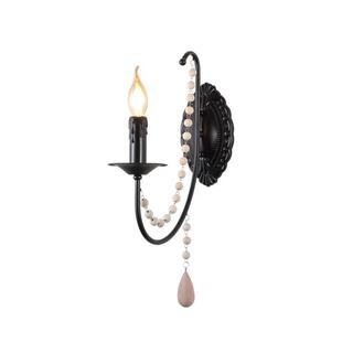 法式黑色南洋风卧室床头侘寂风民宿阳台过道客厅背景墙灯木珠壁灯