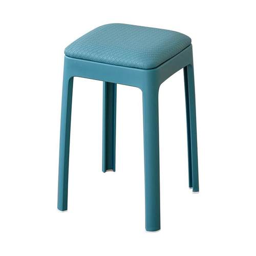 现代简约软包塑料凳家用编织可叠放收纳凳商场餐厅备用方凳