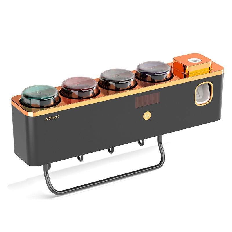 高级感紫外线杀菌牙刷消毒器智能免打孔电动壁挂式牙杯置物架