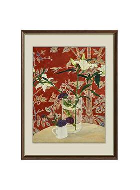 《餐边百合》轻法式客厅装饰画古典艺术餐厅挂画中古风卧室壁画
